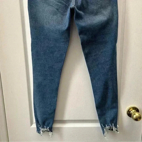 Topshop Jamie High Waisted Skinny Jeans Ankle Cropped Jagged  Hem Blue Size 26 - Picture 9 of 16